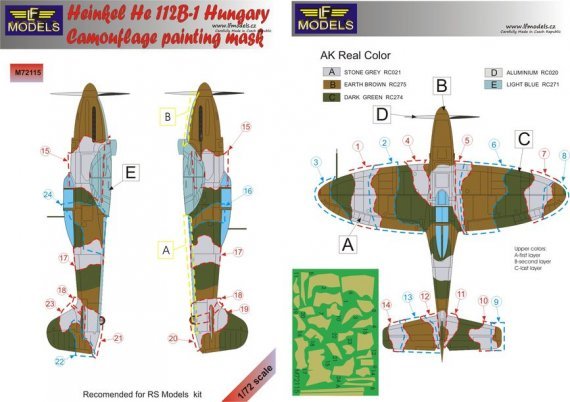 1/72 Mask He 112B-1 Hungary Camouflage paint.