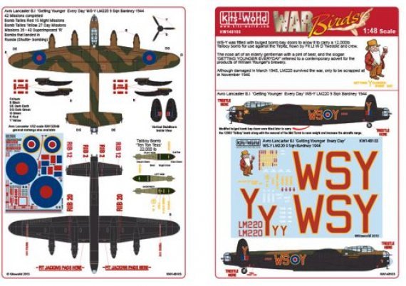 Decal Lancaster B Mk.I/III WS-Y LM220 9 Sqn 1944 1/48