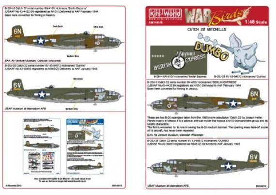Kits-World 1/48 B-25H und B-25J Mitchell Catch 22 Decals