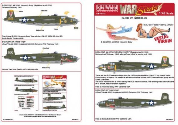 Kits-World 1/48 B-25J Mitchell Catch 22 Decals