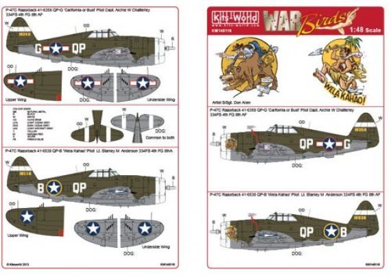 Kits-World 1/48 P-47C Thunderbolt Razorback 334FS 4th FG