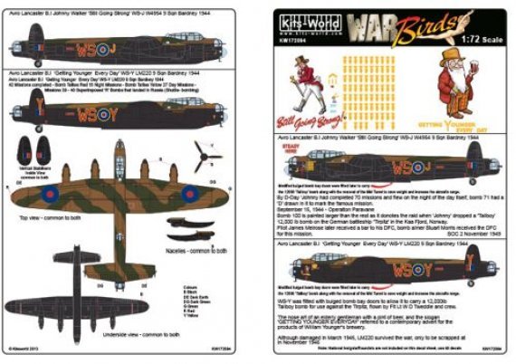Kits-World 1/72 Decalcomanie Avro Lancaster B.I/III 9 Sqn