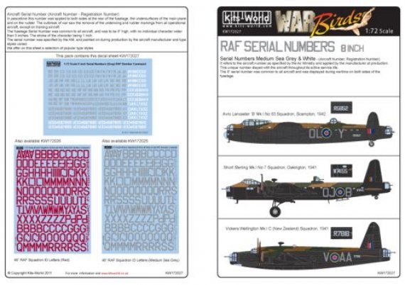 1/72 8 inch Serial Numbers (Medium Sea Grey/White) RAF Bomber