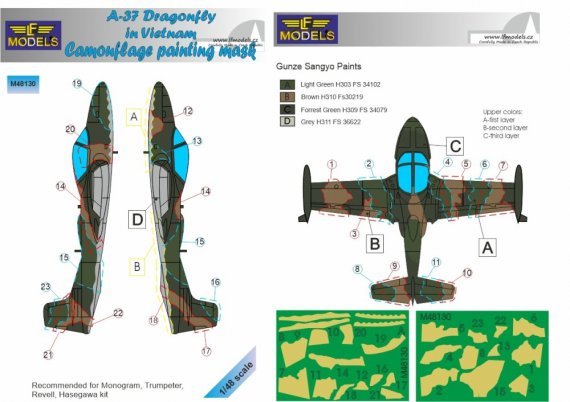 1/48 Mask A-37 Dragonfly in Vietnam Camo pattern