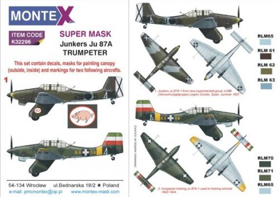 1/32 Junkers Ju 87A 'Stuka' canopy + insignia masks + decals