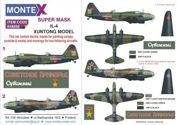 1/48 Ilyushin IL-4 2 canopy + insignia masks + decals