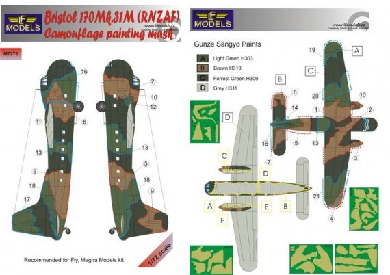 1/72 Bristol 170 Freighter Mk.31 Camouflage Pattern Paint Masks