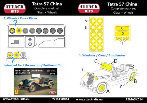 Masques vitres et roues Tatra T57 Chine 1938 1/72