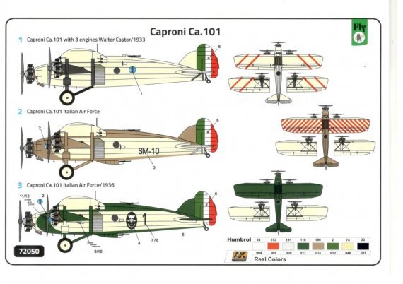 FLY Caproni Ca.101 Camouflage 1/72 - 3 livr�es italiennes