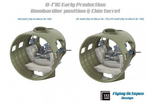 1/48 B-17G Early Bombardier position & Chin turret