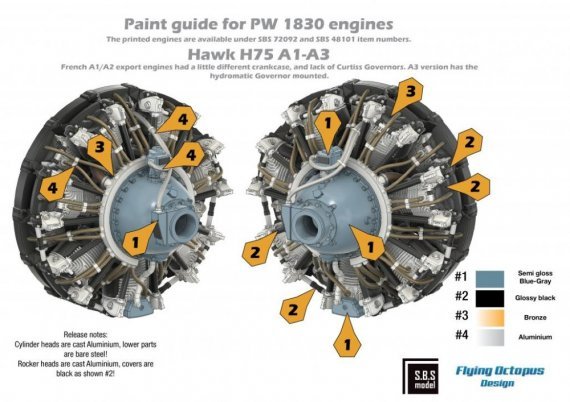 1/48 Hawk 75A-3 French AF Engine Set HOBBYCR.