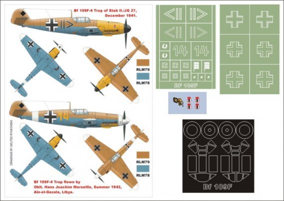 Montex Masques peinture Bf-109F-4 Trop 1/32 Hasegawa+Aires