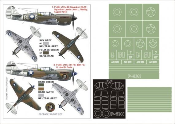 Montex 1/48 P-40N Warhawk Mascherature + Decals