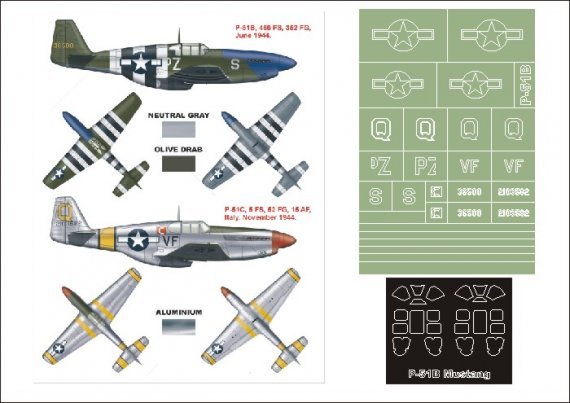 Montex Masques Canopy P-51B Mustang 1/48 Tamiya