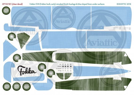1/32 Fokker D.VII streaked finish fuselage & blue doped linen