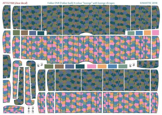 1/32 Fokker D.VII 4 colour lozenge with lozenge rib tapes