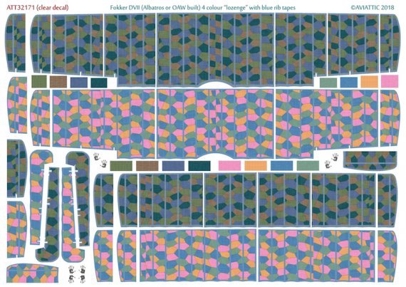 1/32 Fokker D.VII 4 colour lozenge with blue rib tapes