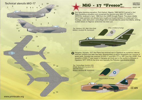Print Scale PSL48017 Decals MiG-17 Fresco 1/48