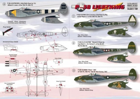 1/48 P-38 Lightning  Part 2 (wet decals)