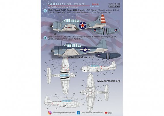 1/48 SBD Dauntless & A-24 Banshee in combat Pt.2 decal