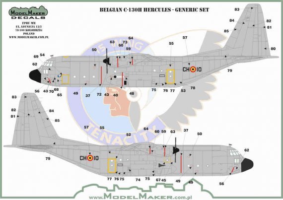 1/72 Belgian Lockheed C-130H Hercules stencilling Generic set