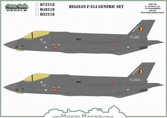1/32 Belgian  F-35A Lightning II generic set