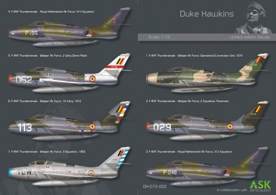 D�calcomanies F-84F Thunderstreak 1/72 7 marquages