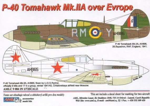1/72 Masks for P-40 Tomahawk Mk.IIA over Europe