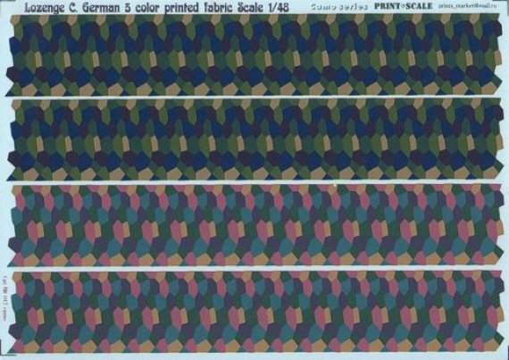 1/48 Lozenge C. German 5 colour printed fabric. Upper and lower.