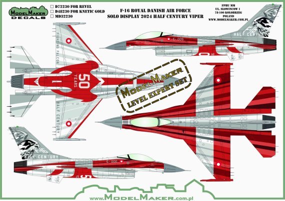 1/72 F-16 Royal Danish Air Force, Solo Display 2024 Half Centur