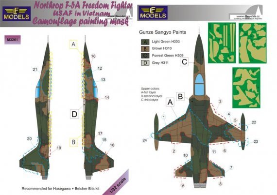 1/32 Mask F-5A USAF in Vietnam Camouflage painting