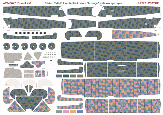 1/48 Fokker D.VII 4 colour lozenge with lozenge tapes