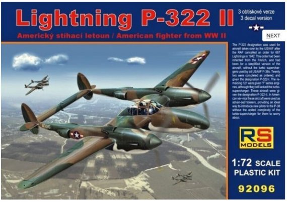 1/72 Lightning P-322 II (3x USAAF decals)