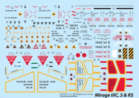 1/32 Swiss Mirage IIIC, IIIS, IIIRS Stencils & maintenance marks