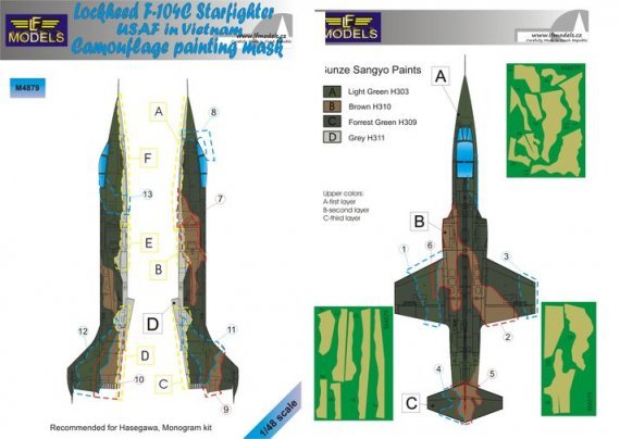 1/48 Mask F-104C USAF in Vietnam Camouflage painting