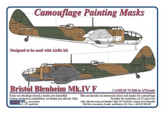 1/72 Bristol Blenheim Mk.IV camouflage paint mask (for Airfix)