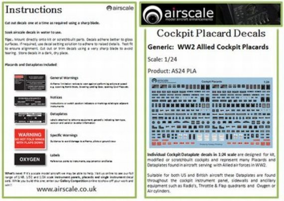 1/24 Cockpit Placards & Dataplates