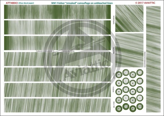 1/48 WWI Fokker streaked camouflage on unbleached linen