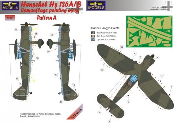 1/72 Henschel Hs-126A/B Pattern A camouflage pattern paint masks