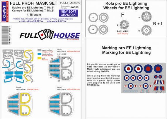 1/48 Full House Paint masks for BAC/EE Lightning T.Mk.5