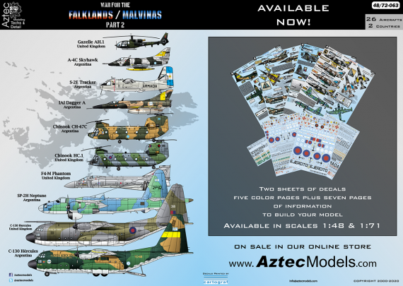 Aztec 1/72 Guerre des Malouines Pt.2 D�cals UK et Argentine