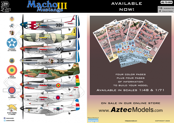 Aztec 1/72 D�cals Mustang F-51D/P-51D Guatemala Ha�ti Bolivie
