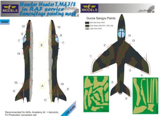 1/48 Hawker Hunter T.Mk.7/8 Raf camouflage pattern paint mask
