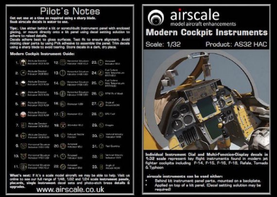 1/32 MODERN JETS Cockpit Instrument Decals
