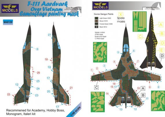 1/48 Mask F-111 Aardvark over Vietnam Camo Painting