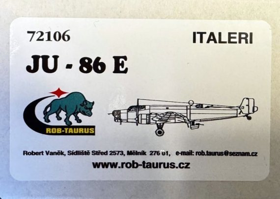 Rob Taurus Verri�re Vacu Ju-86E pour Italeri 1/72