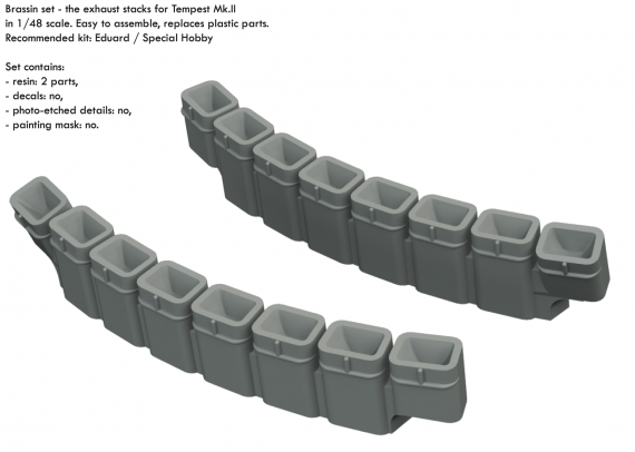 1/48 Hawker Tempest Mk.II exhaust stacks