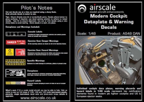 1/48 Modern Cockpit Data and Warning decals