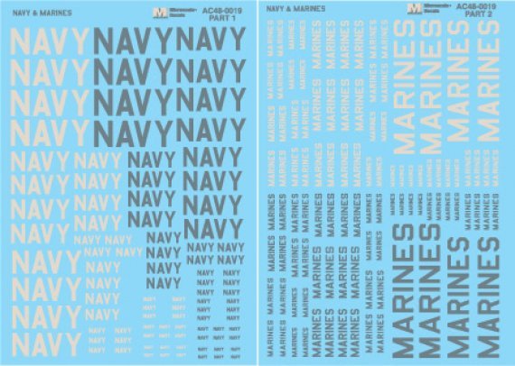 Microscale 1/48 Navy & Marines Words - 2 Fogli