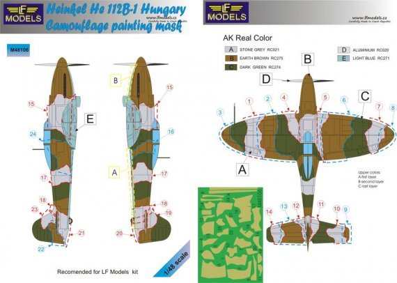 1/48 Mask He 112B-1 Hungary Camouflage paint.